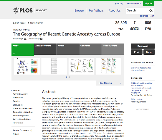 A PLOS Biology article  on their website from 2013